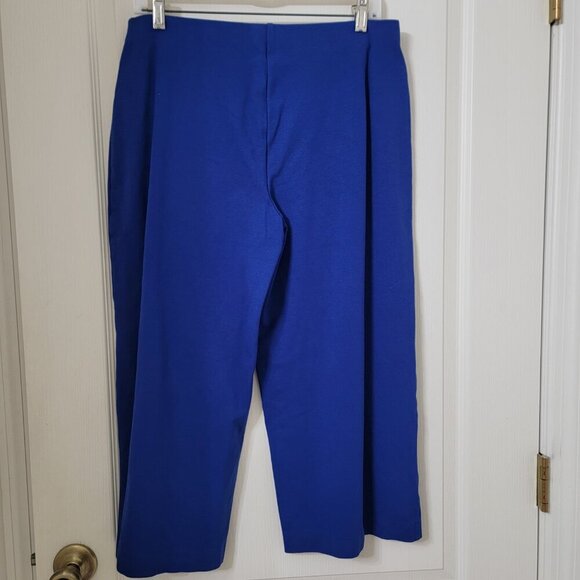 autres filles Size L Royal Blue Pull On Capri / Crop Stretch Pants Wide Leg, EUC - Picture 3 of 12
